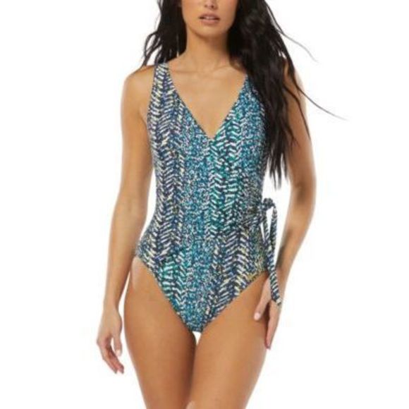 Vince Camuto Other - NWT Vince Camuto Surplice-Neck Wrap-Tie One-Piece Swimsuit Blue  6